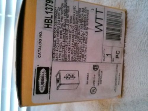 New hubbell manual motor controller disconnect 30 amp 3 pole hbl1379d for sale