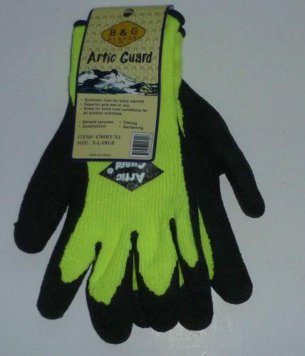 Artic Guard Safety Yellow Gloves B&amp;G Gloves Superior Grip Great Size X-Large