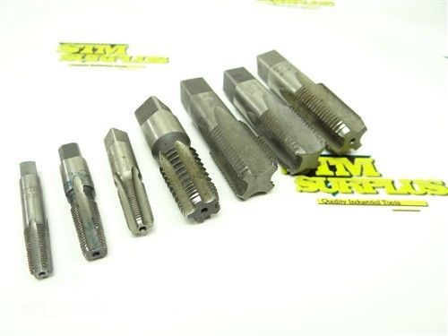 Lot of 7 hss pipe taps 1/16&#034; -27 npt to 1/2&#034; -14 npt lsi butterfield regal for sale