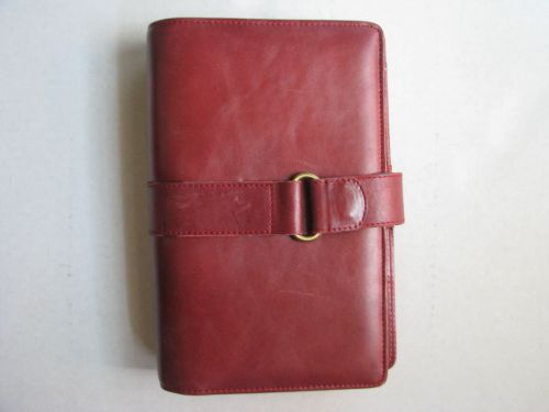 Daytimer deep red leather binder compact size gorgeous! for sale
