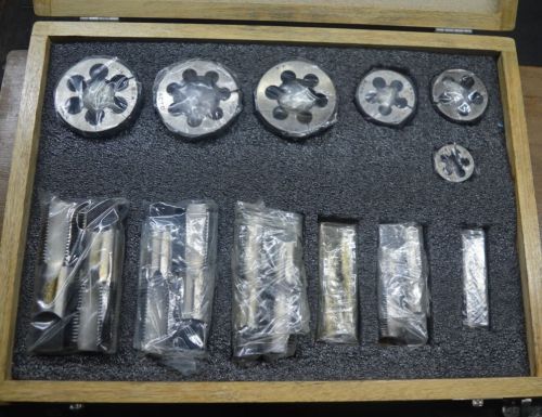 Boxed british standard pipe bsp parallel tap and die set - 6 size 1/8&#034; to 3/4&#034; for sale