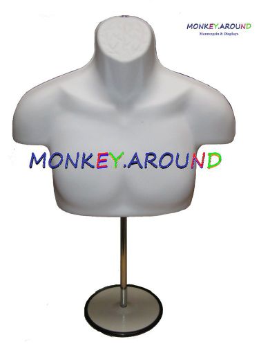 Male mannequin white top body form shirt display clothing w/hook hanging + stand for sale
