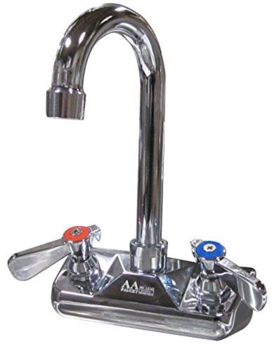 AA Faucet 4&#034; Wall Mount No Lead Faucet with 3-1/2&#034; Swivel Gooseneck Spout NSF...