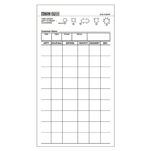 Daymark acr-4700wp no-carbon guest check book, 2 part, white, 7-1/4&#034; length x for sale
