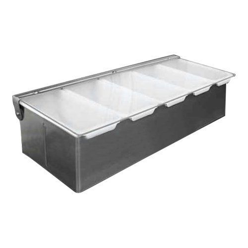 Condiment Dispenser with 6 Compartments, 18-Inch x 6-Inch, Stainless Steel