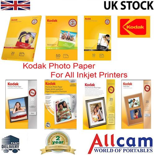 Kodak Photo Paper 180gsm 240gsm 280gsm A4 6x4 7x5 Glossy -For All Inkjet Printer