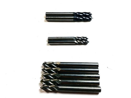 (lot of 9) assorted 3/16&#034; 1/4&#034; htc carbide 4 flute 90 degree drill mill (b 89) for sale