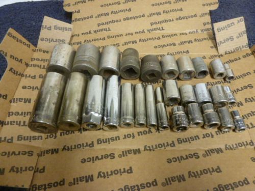 lot of 28 Assorted Craftsman Sockets 1/2&#034;, 3/8&#034; and 1/4&#034; Drive sizes as shown