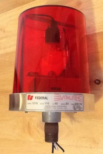 Federal Vitalite 121S Vintage Red Warning Light w/Bulb 110V