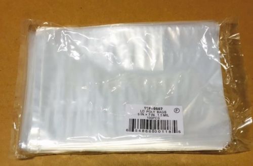 1000 5x7 1.5Mil Clear Poly Lay Flat Bags Plastic Baggies Open Top Jewlery