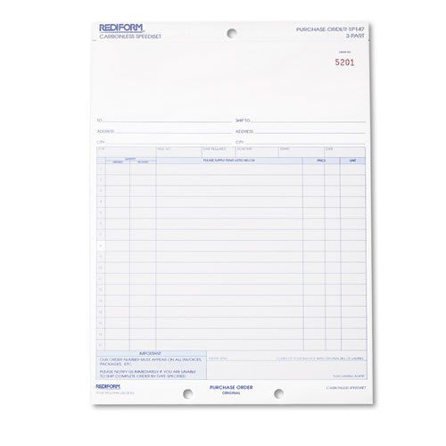 Purchase Order, 8 1/2 x 11, Three-Part Carbonless, 50 Forms
