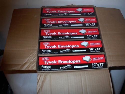 5 BOXES DU PONT Tyvek Open-End Envelopes, 1st Class, 10&#034;x13&#034;, 5 Xs 100 = 500