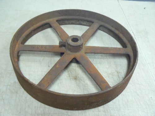 Antique cast iron flat belt pulley wheel, 15&#034; x 3&#034;, hit miss engine, steampunk for sale