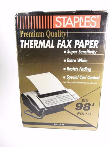 Staples Thermal Fax Paper Rolls 8 1/2&#034; X 98&#039; with 1/2&#034; Core Staples 6 Rolls