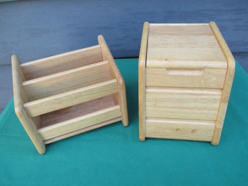 Wood desk accessories - oak - divided holder &amp; accessory garage for sale