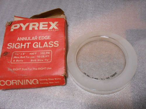 Pyrex annular edge 3/4&#034; x 5&#034; sight glass~400f 100 psi~new in box for sale