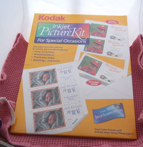 Kodak Injet Picture Kit For Special Occasions ~ 30 cards envelopes software