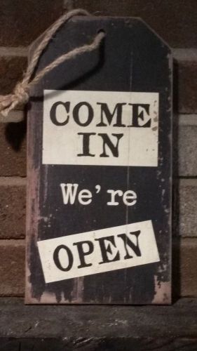 Come in were open wooden sign store business sales man cave for sale