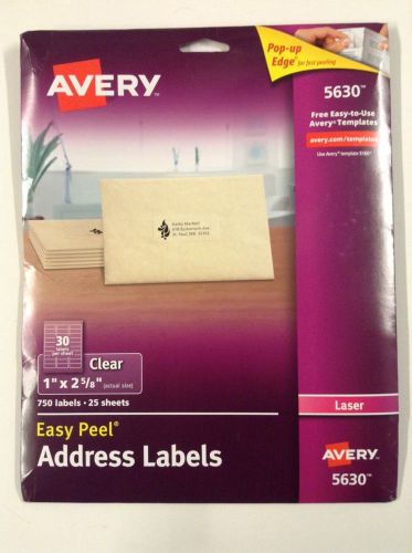 Avery 5630 Clear Laser Address Labels 1&#034; X 2 5/8 - Item Packaging Shows Wear