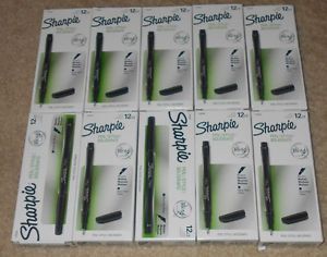 (9) BOXES OF NEW SHARPIE BLACK MEDIUM POINT PENS/MARKERS/STYLO (108) IN TOTAL