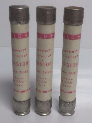 THREE Gould Shawmut TRS10R Fuses Trionic Time Delay 10A 600V Fuse USED