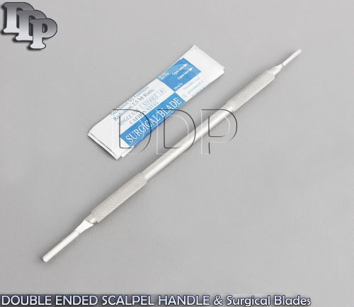 DOUBLE ENDED SIEGEL SCALPEL HANDLE #3 #4 +20 STERILE SURGICAL BLADES #11 #21