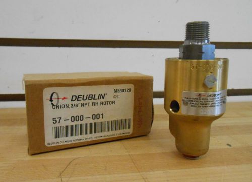 Deublin rh monoflow rotating water union, 3/8&#034; npt, p/n: 57-000-001 ~new~ for sale