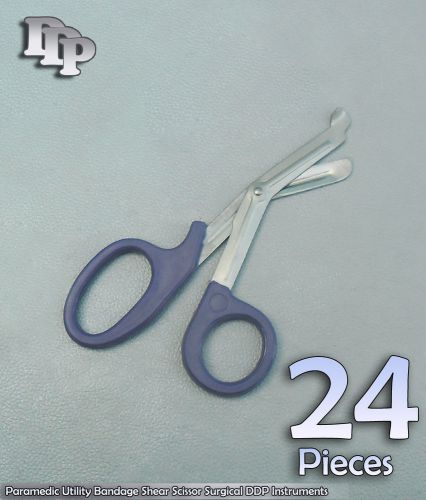 24 Pcs Paramedic Utility Bandage Shear Scissor 5.5&#034; Blue Handle