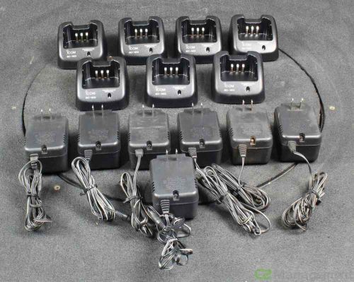 Lot of 7 ICOM BC-160 Desktop Chargers w/ BC-145A Power Adapters