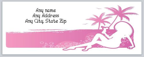 30 Personalized Return Address Labels Girl on Beach Buy 3 Get 1 free(c703)