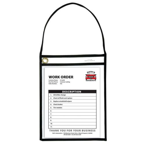 C-Line Stitched Shop Ticket Holder with Black Strap Both Sides Clear 9 x 12 I...