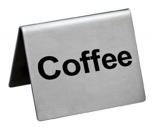 New star stainless steel table tent sign, &#034;coffee&#034;, 2-inch by 2-inch, set of 2 for sale
