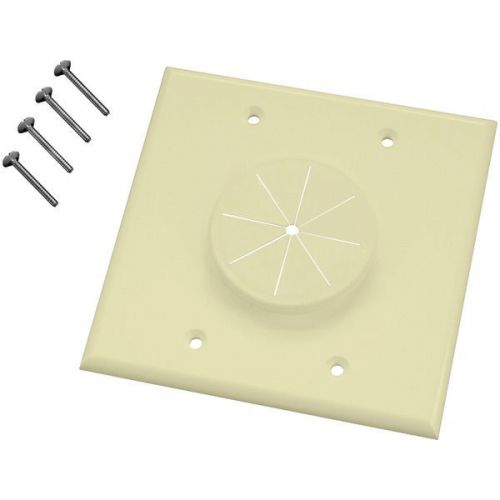 Midlite 2GAL-GR2 Double-Gang Wireport Wall Plate w/Grommet - Almond