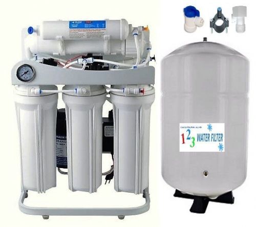Ro reverse osmosis water filtration system 300 gpd lp 10 g tank booster pump lc for sale
