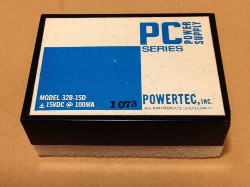 Powertec Inc 32B-15D Modular PC Series Power Supply 15V DC @ 100 MA - NOS