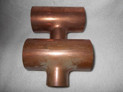 2 pcs. copper 2&#034; x 2&#034; x 1 1/4&#034; reducing tee (cxcxc) 4 1/4&#034; long - new for sale