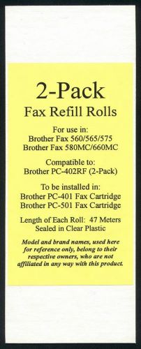 2 New Fax Cartridge Refill Rolls for Brother Fax 575