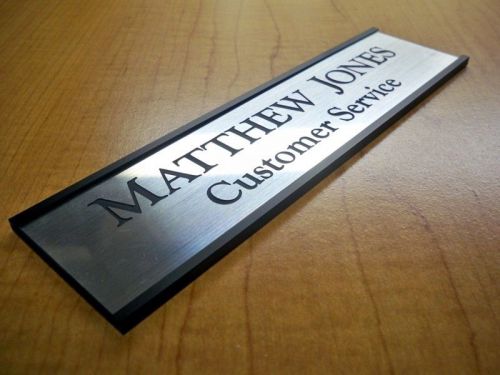 Custom Engraved 2x8 Door Sign Name Plate / Personalized Customized Brush Silver