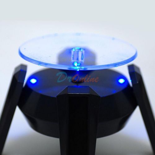 360 Degree LED Solar Powered Rotating Turntable Display Stand Plate Jewelry #7