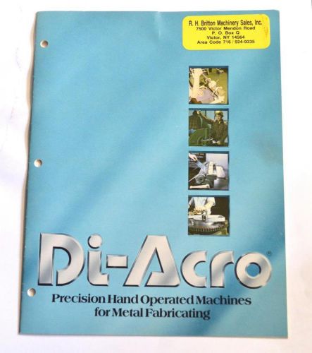 Di-acro 81-h precision metalworking equiptment brochure for sale