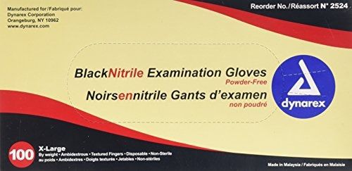 Dynarex nitrile exam gloves, black, x-large, 100 count for sale