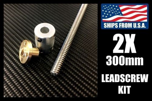 2-pack, 300mm Leadscrew Kit, Flange Nuts/5mm to 8mm Couplings for CNC/3D Printer