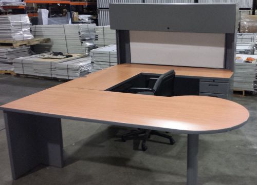 Knoll U Shaped Desk with Overhead Storage (Des002)