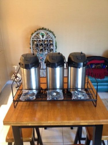 Service Ideas Airpot - Set of 3 with Wire Display Rack - 3 Liter Capacity