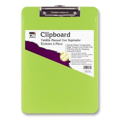 Charles Leonard Clipboard - Plastic/Transparent with Low Profile Clip - Letter -