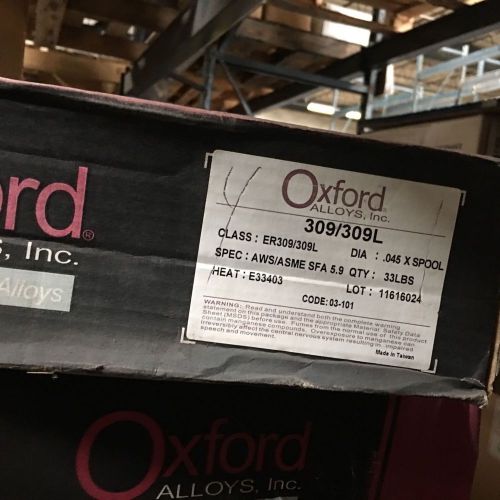 Oxford alloys 309/309l stainless steel .045&#034; 33lbs spool mig wire new!! for sale