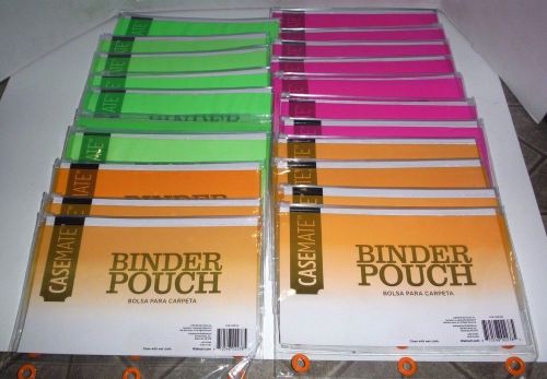 21 New Clear Casemate Binder Pencil Pouchs - Pink Green Orange