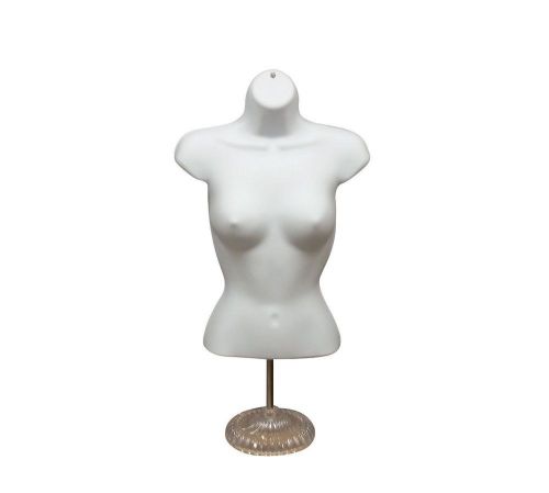 Female Torso Mannequin Form Crystal Base 19&#034; To 38&#034; For Sizes S &amp; M -White