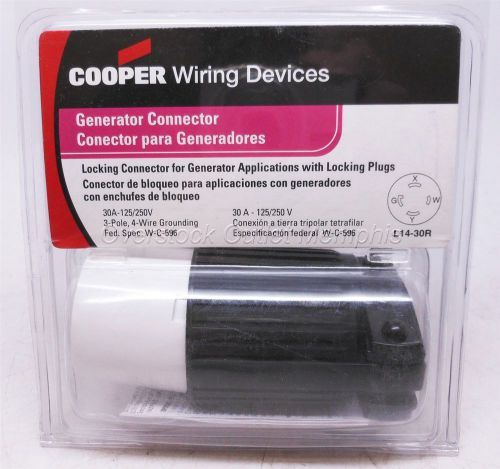 Cooper wiring devices l14-30r generator connector 30a 250v 3pole 4wire grounding for sale