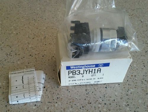 **NEW** Westinghouse PB3JYH1A Selector Switch, Model B, 3 Position, Black, Swing